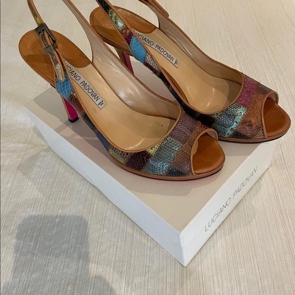 Luciano Padovan Multi Color Python Skin Open Toe - Picture 6 of 7